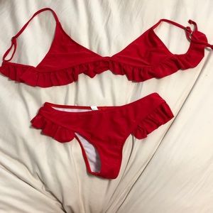 red swimsuit